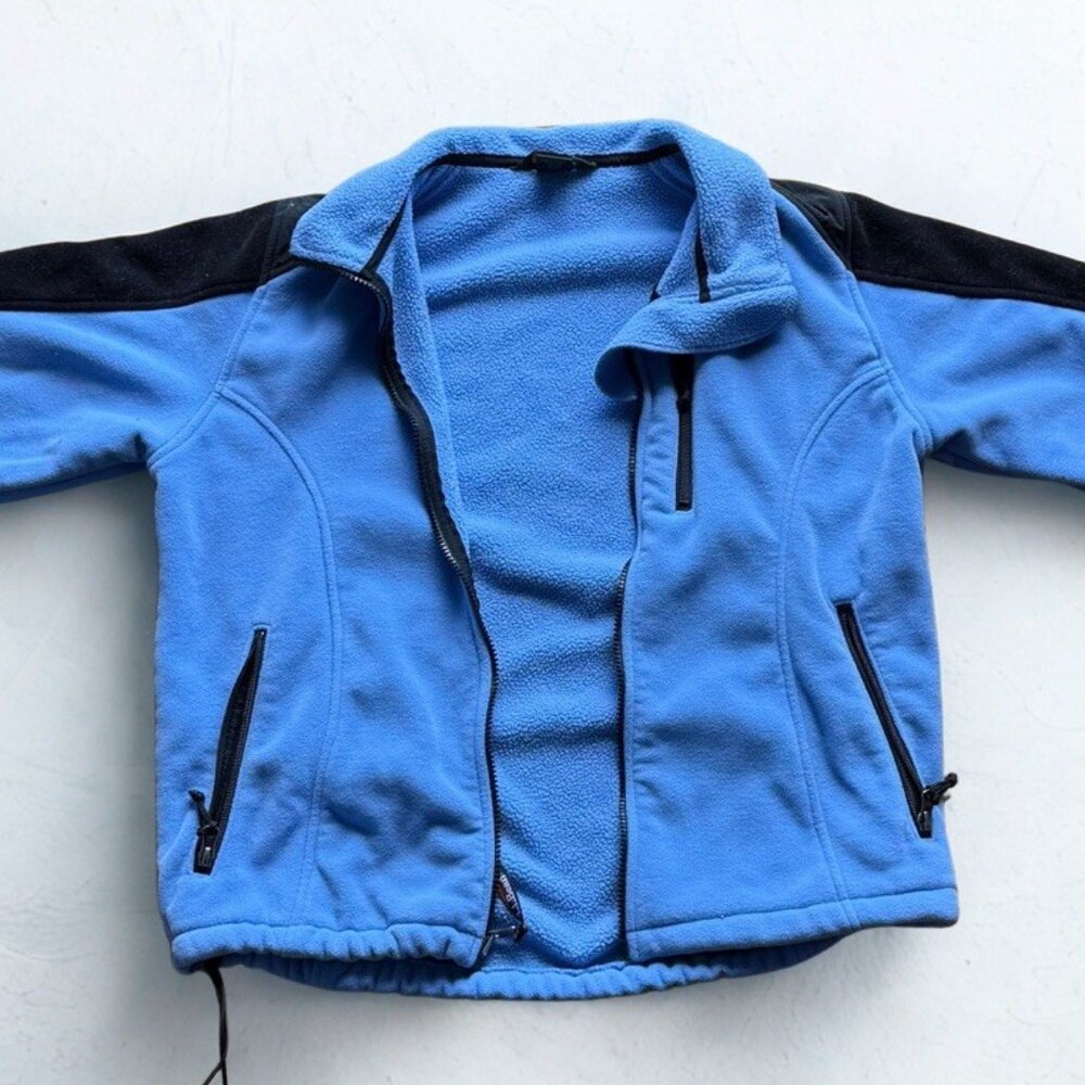 Vintage LL Bean Fleece Jacket Women’s Medium Made In USA Blue Black 90s